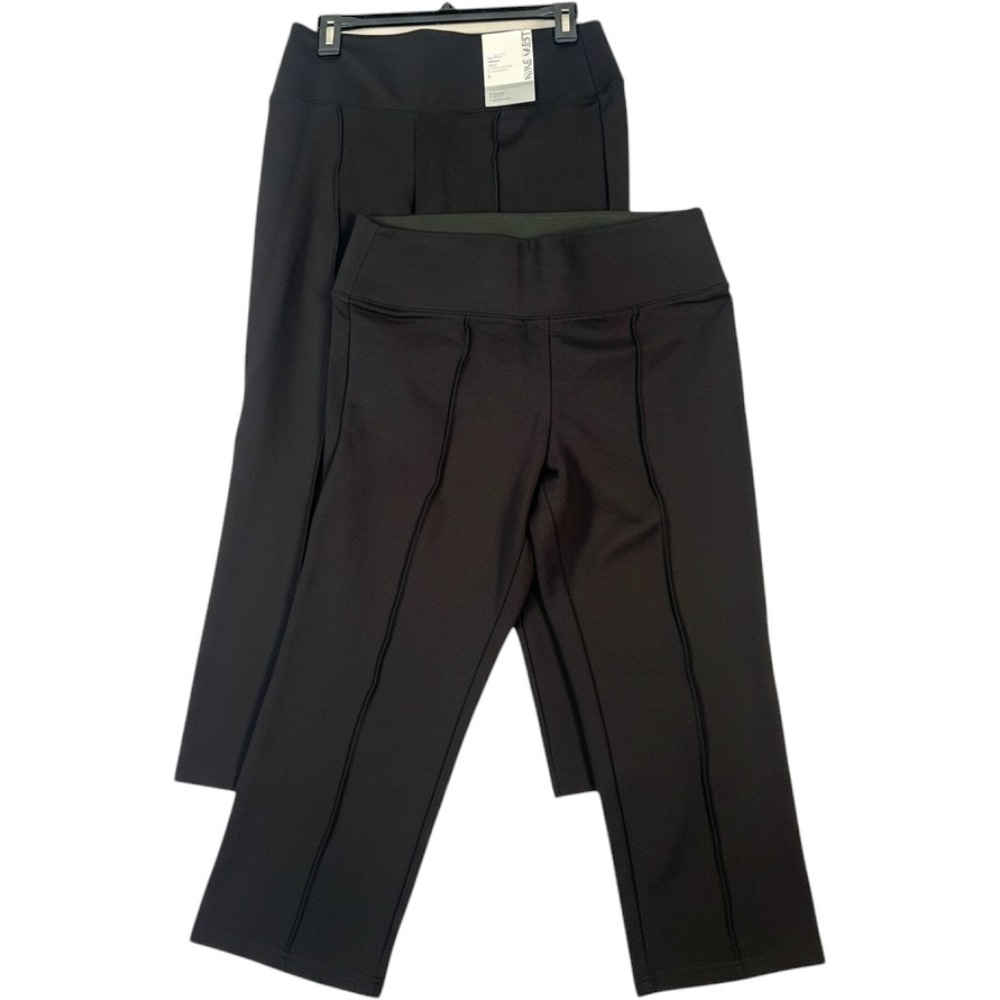 Nine West Stretch Bundle Legging Women L Black Mid Rise Tummy Control Skinny NWT